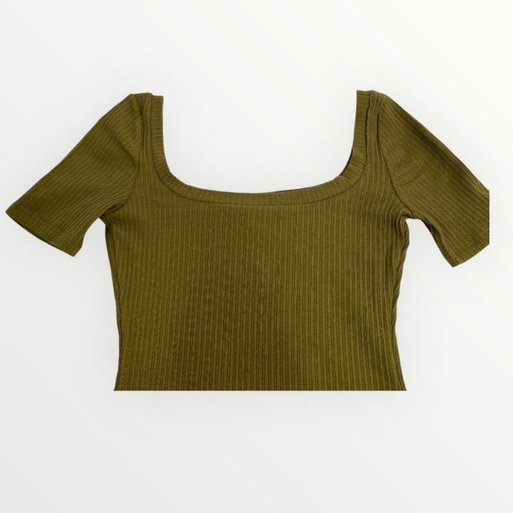 n: Philanthropy Langley Bodysuit Olive‎ Green Ribbed Thong Chic Indie SZ XS NWT - Picture 4 of 15